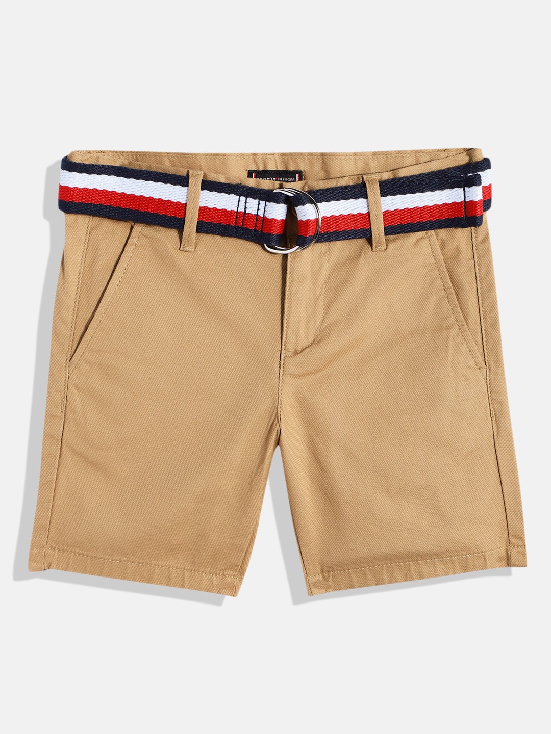 

Tommy Hilfiger Boys Self Design Regular Shorts With Belt, Khaki