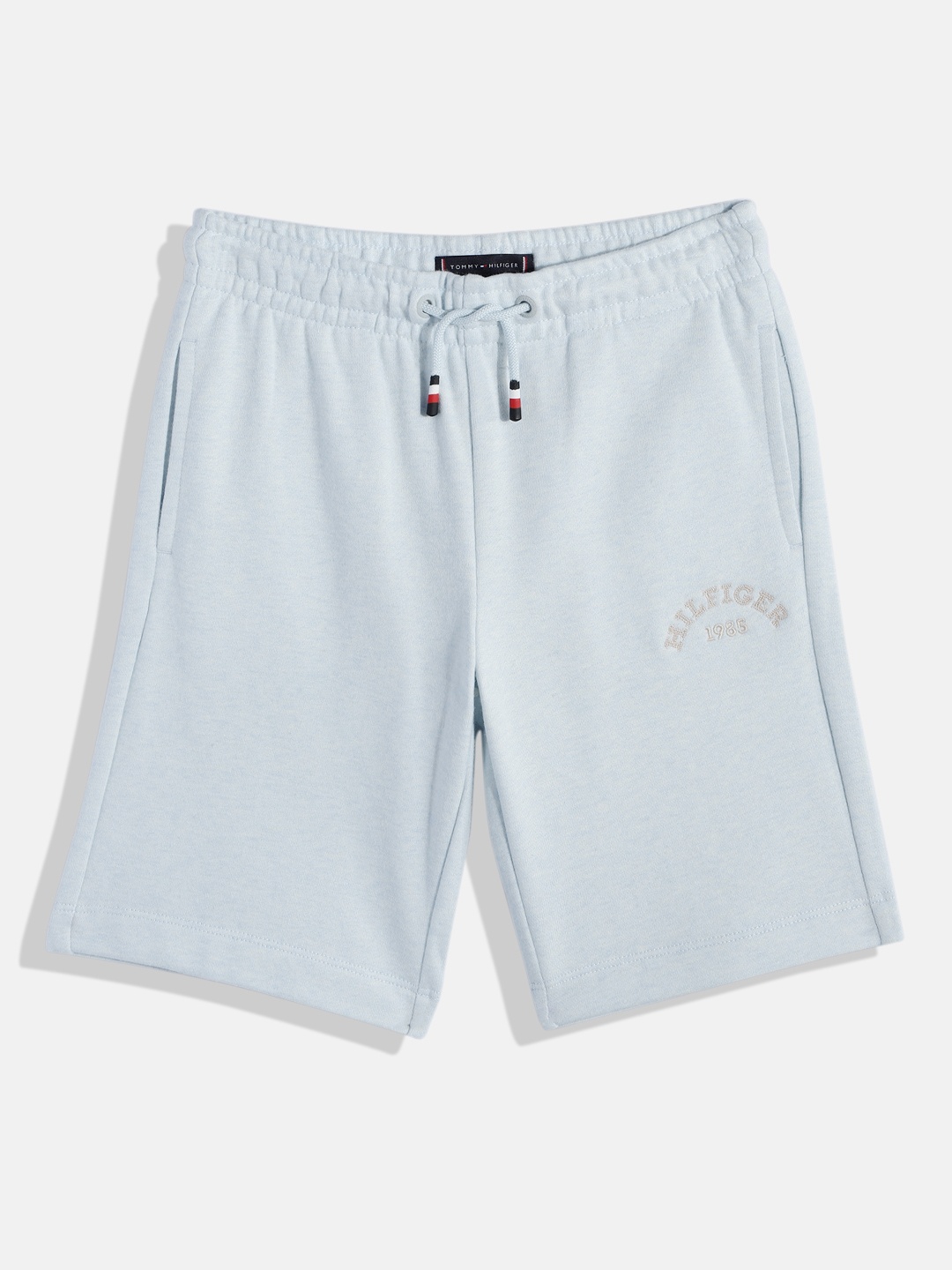 

Tommy Hilfiger Boys Solid Knitted Organic Cotton Regular Shorts With Brand Logo Embroidery, Blue