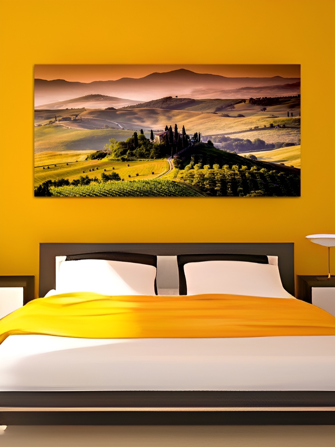 

MITHILA Handicrafts Green & Black Mountain Canvas Wall Art