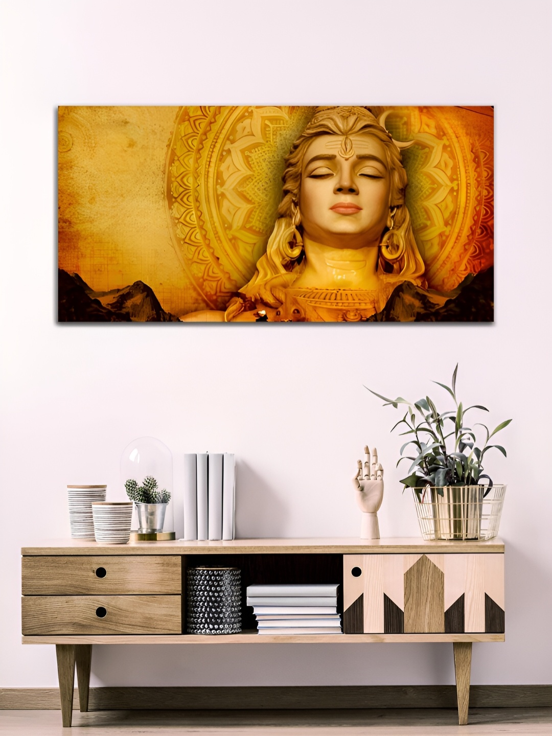 

MITHILA Handicrafts Yellow & Black Lord Shiva Canvas Wall Art