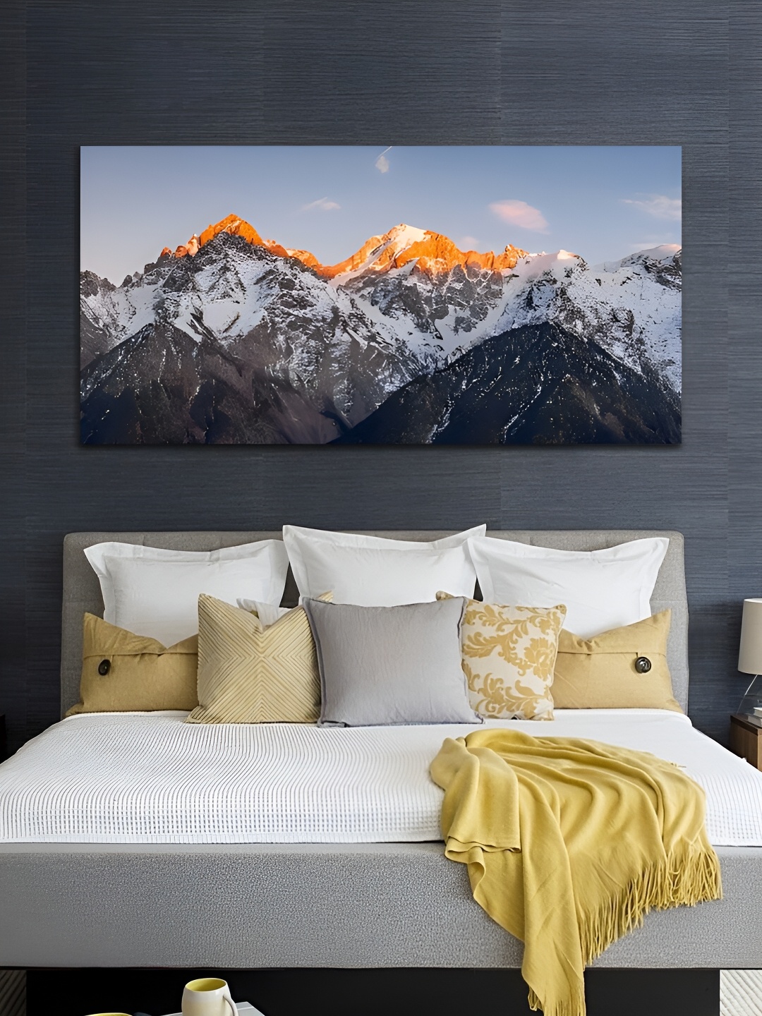 

MITHILA Handicrafts Black & Orange Mountain Canvas Wall Art