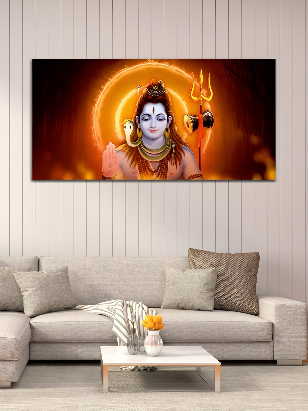 

MITHILA Handicrafts Blue & Yellow Lord Shiva Canvas Wall Art