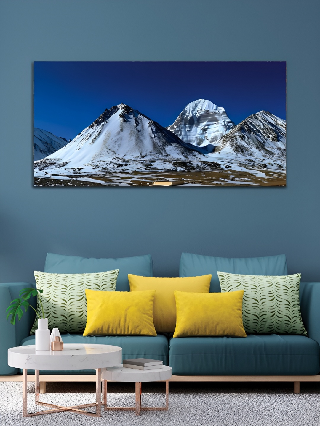 

MITHILA Handicrafts Blue Mountain Canvas Painting Wall Art