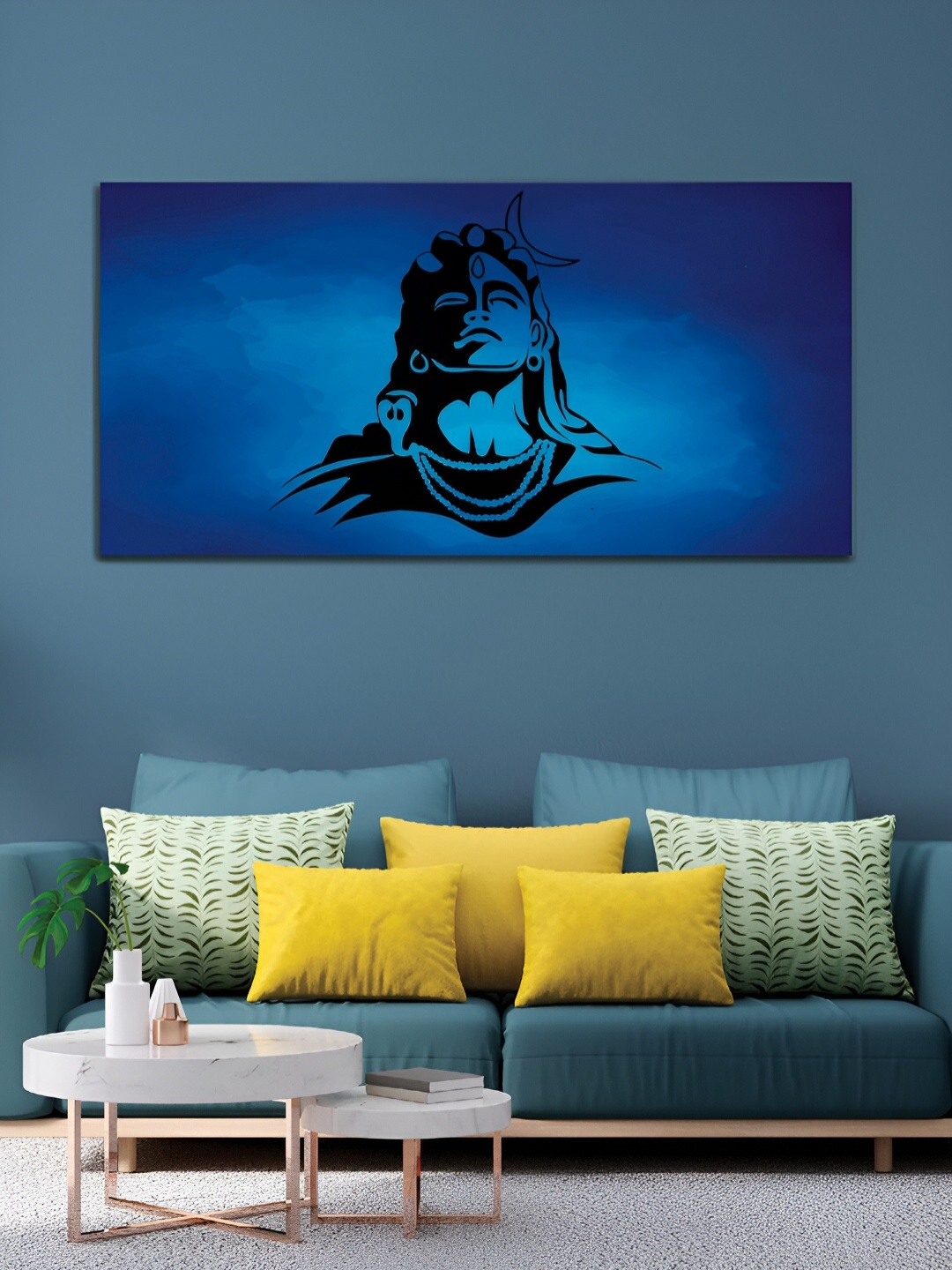 

MITHILA Handicrafts Blue & Black Lord Shiva Canvas Wall Art
