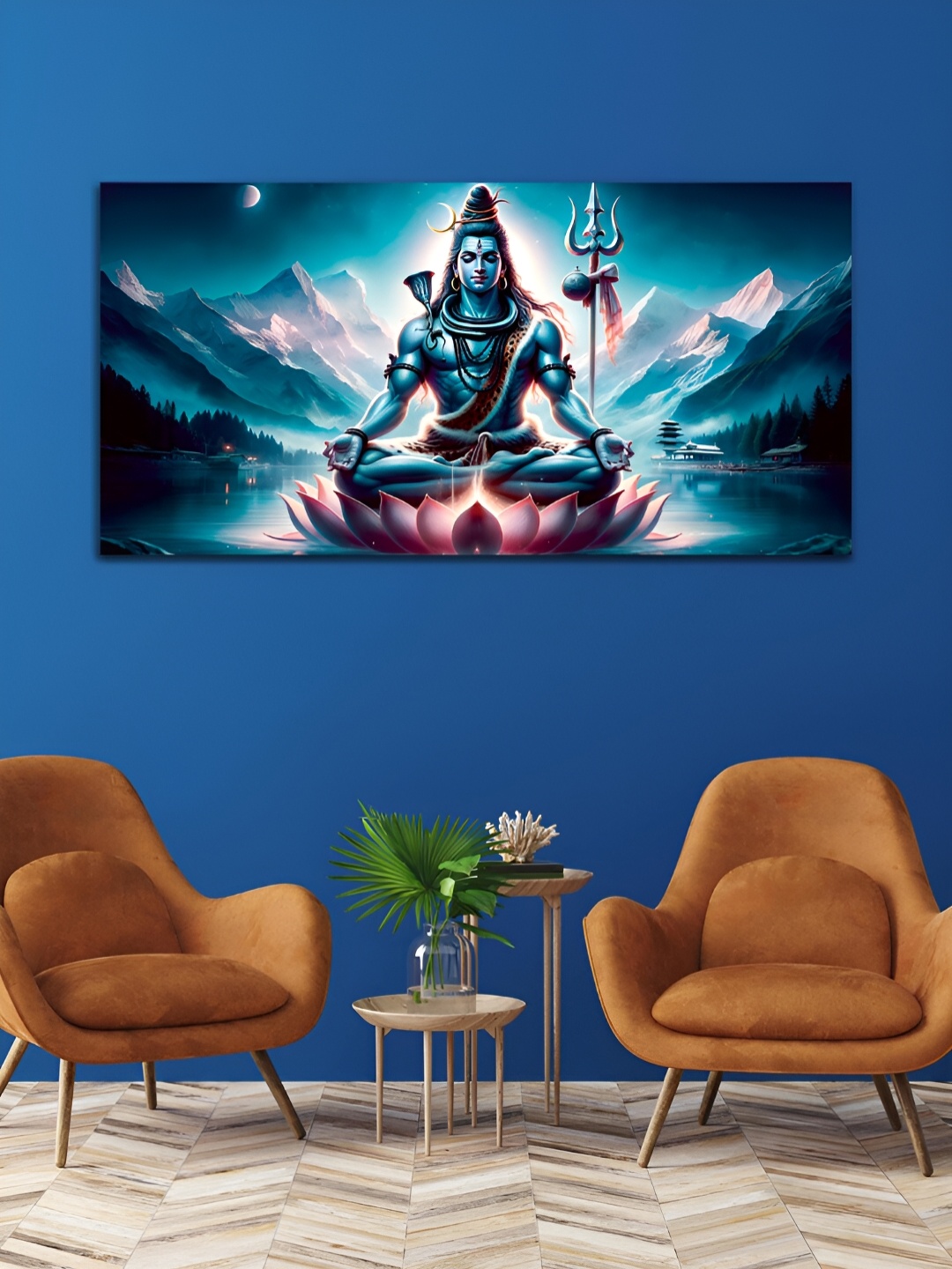 

MITHILA Handicrafts Blue Lord Shiva Canvas Painting Wall Art