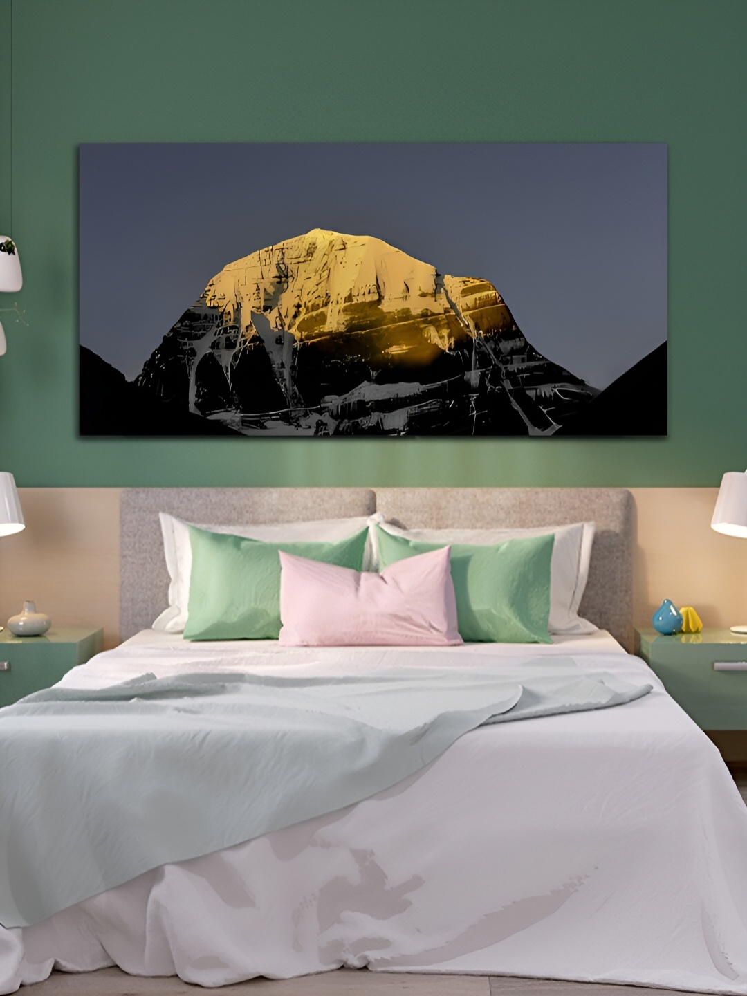 

MITHILA Handicrafts White & Black Mountain Canvas Wall Art