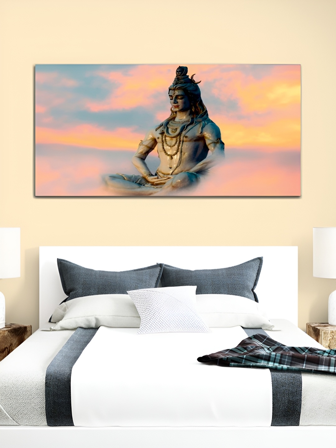 

MITHILA Handicrafts Grey & Orange Lord Shiva Canvas Wall Art