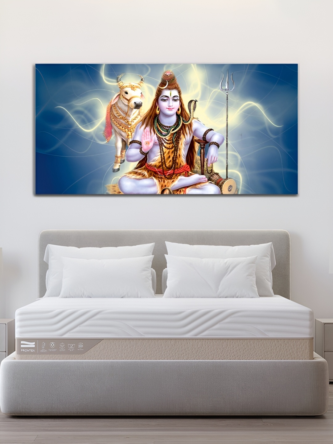 

MITHILA Handicrafts Blue & White Lord Shiva Canvas Wall Art