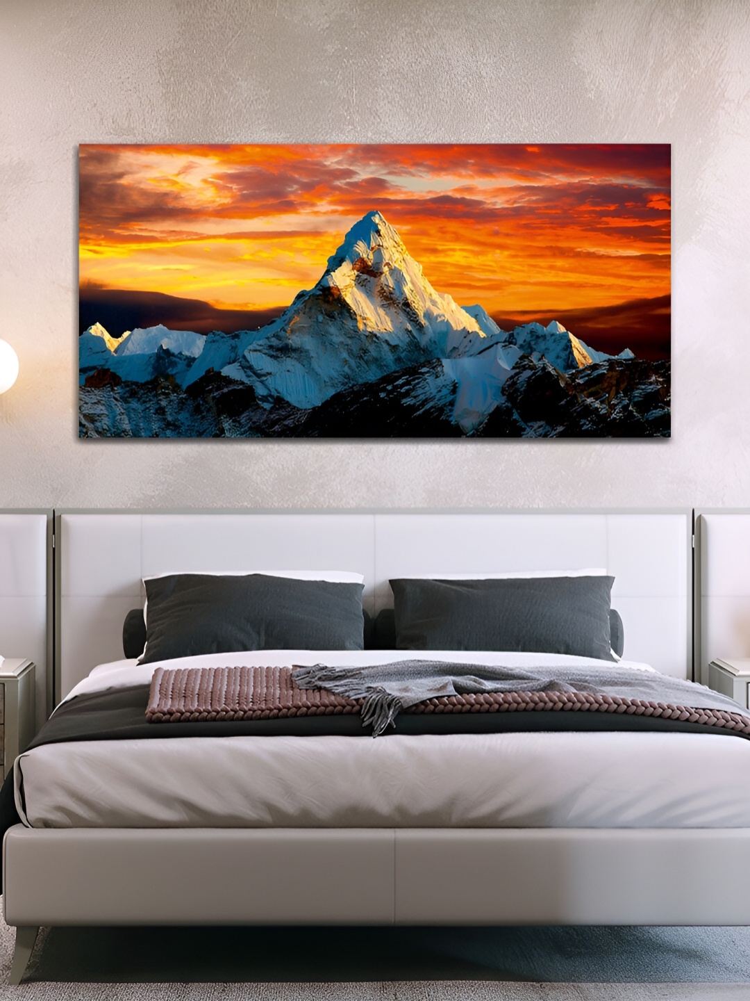 

MITHILA Handicrafts Orange & White Mountain Canvas Wall Art