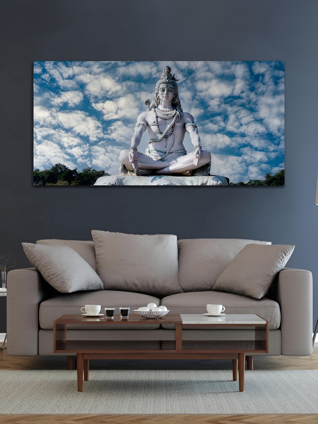 

MITHILA Handicrafts White & Blue Lord Shiva Canvas Wall Art