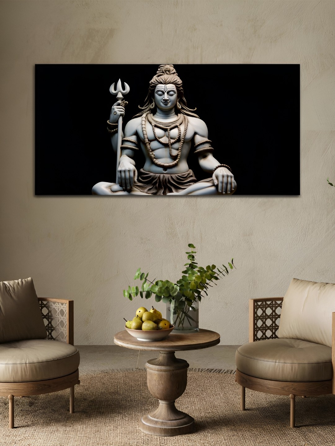 

MITHILA Handicrafts Black Lord Shiva Canvas Painting Wall Art