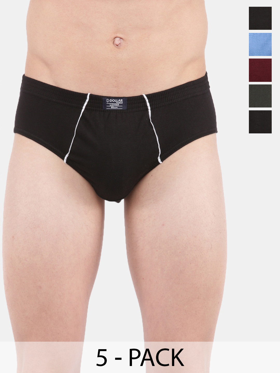 

Dollar Pack Of 5 Assorted Pure Cotton Basic Briefs MLHBR-01-PO5-ASST1
