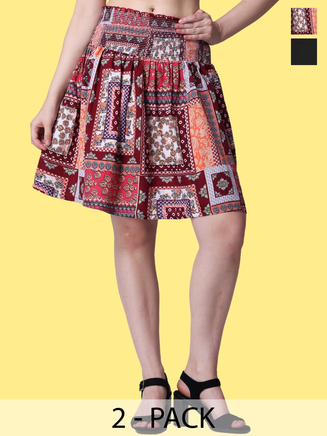 

Popwings Pack Of 2 Printed Skirts, Red