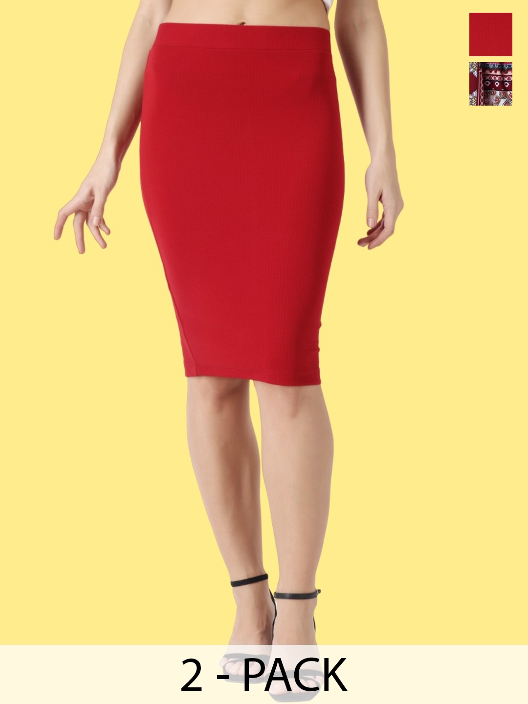 

Popwings Pack of 2 Flared & Pencil Skirts, Maroon