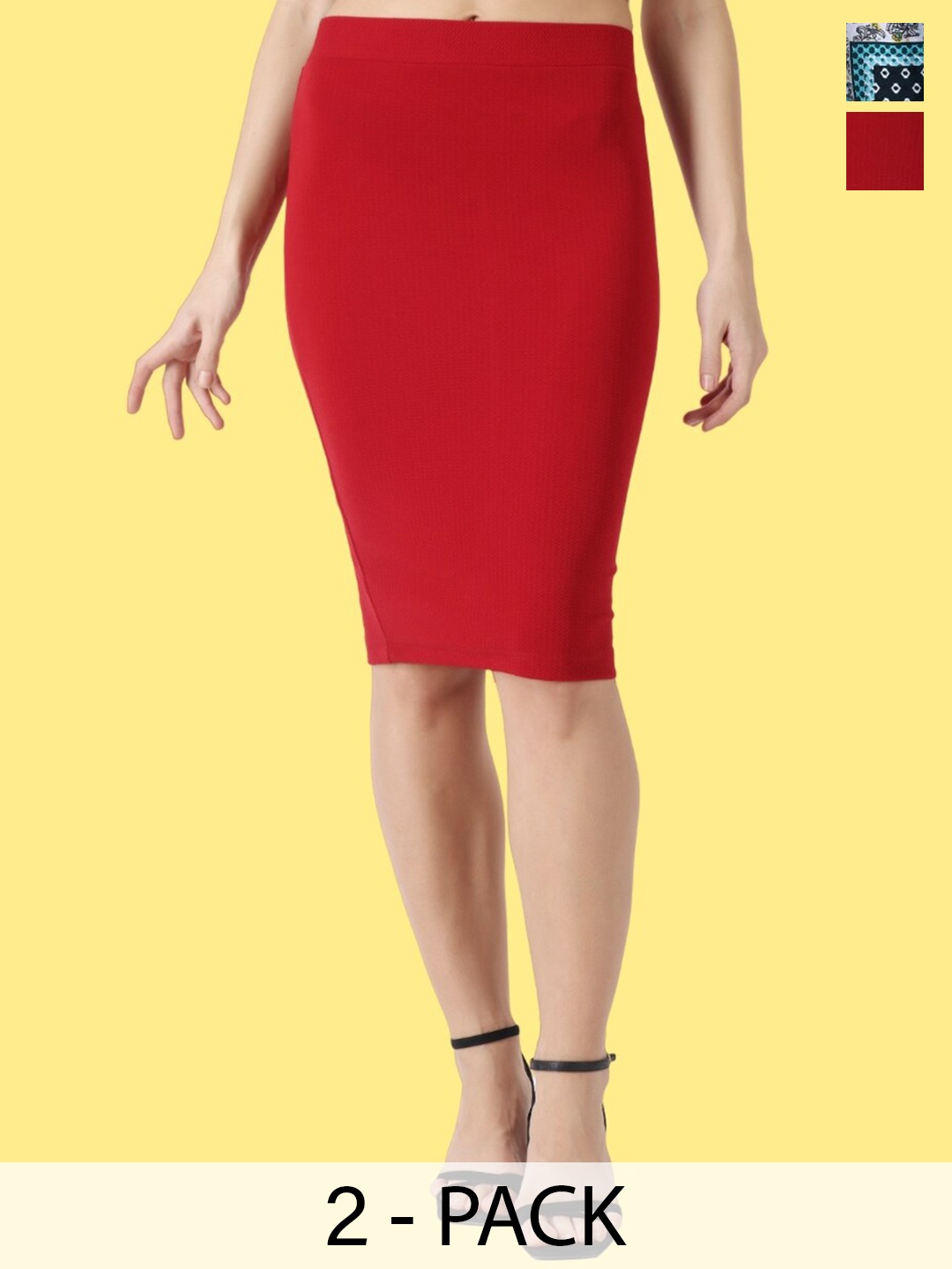 

Popwings Pack Of 2 Pencil Mini Skirts, Red