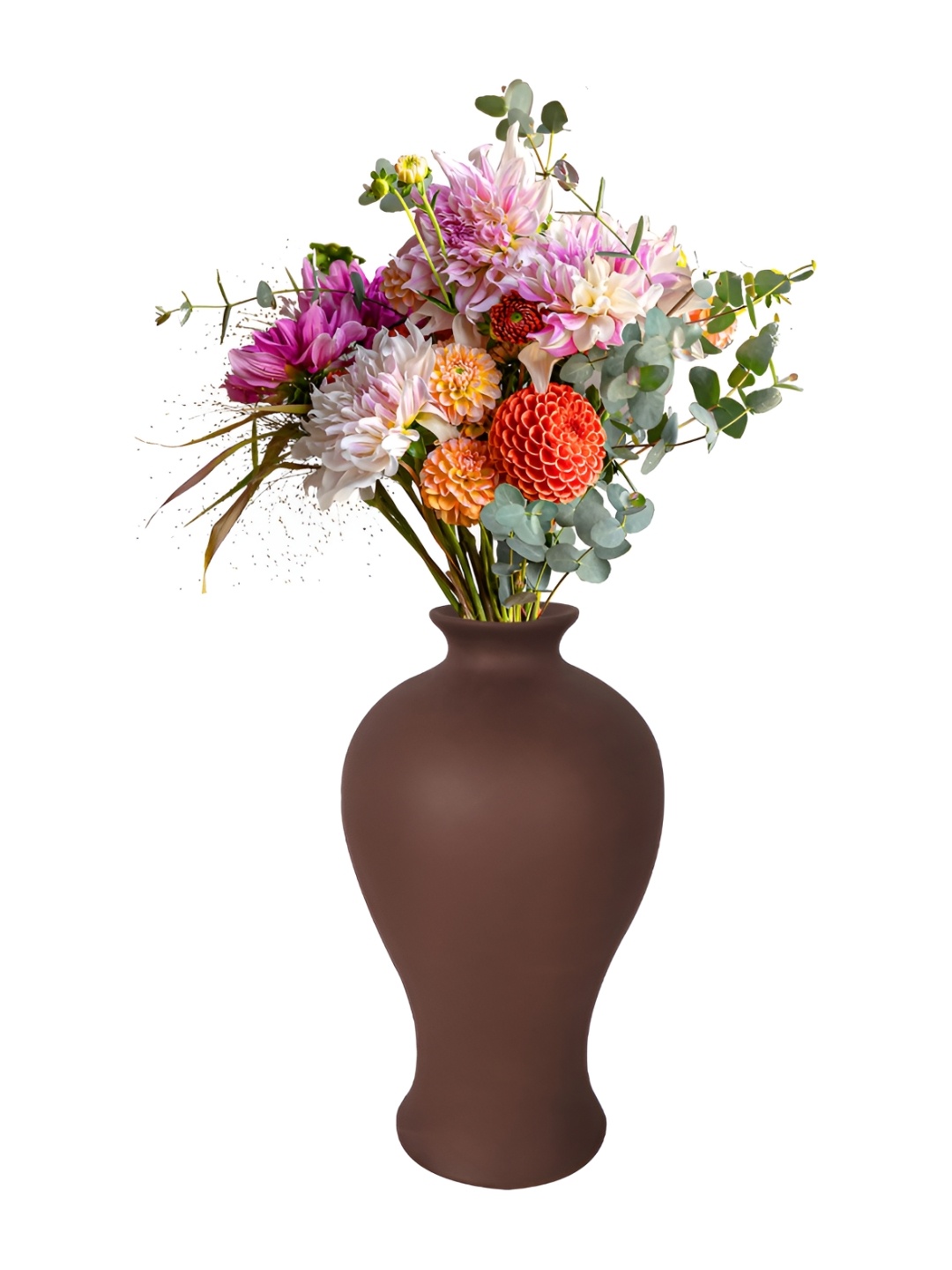 

LASAKI Apsara Brown Ceramic Flower Vase, Copper