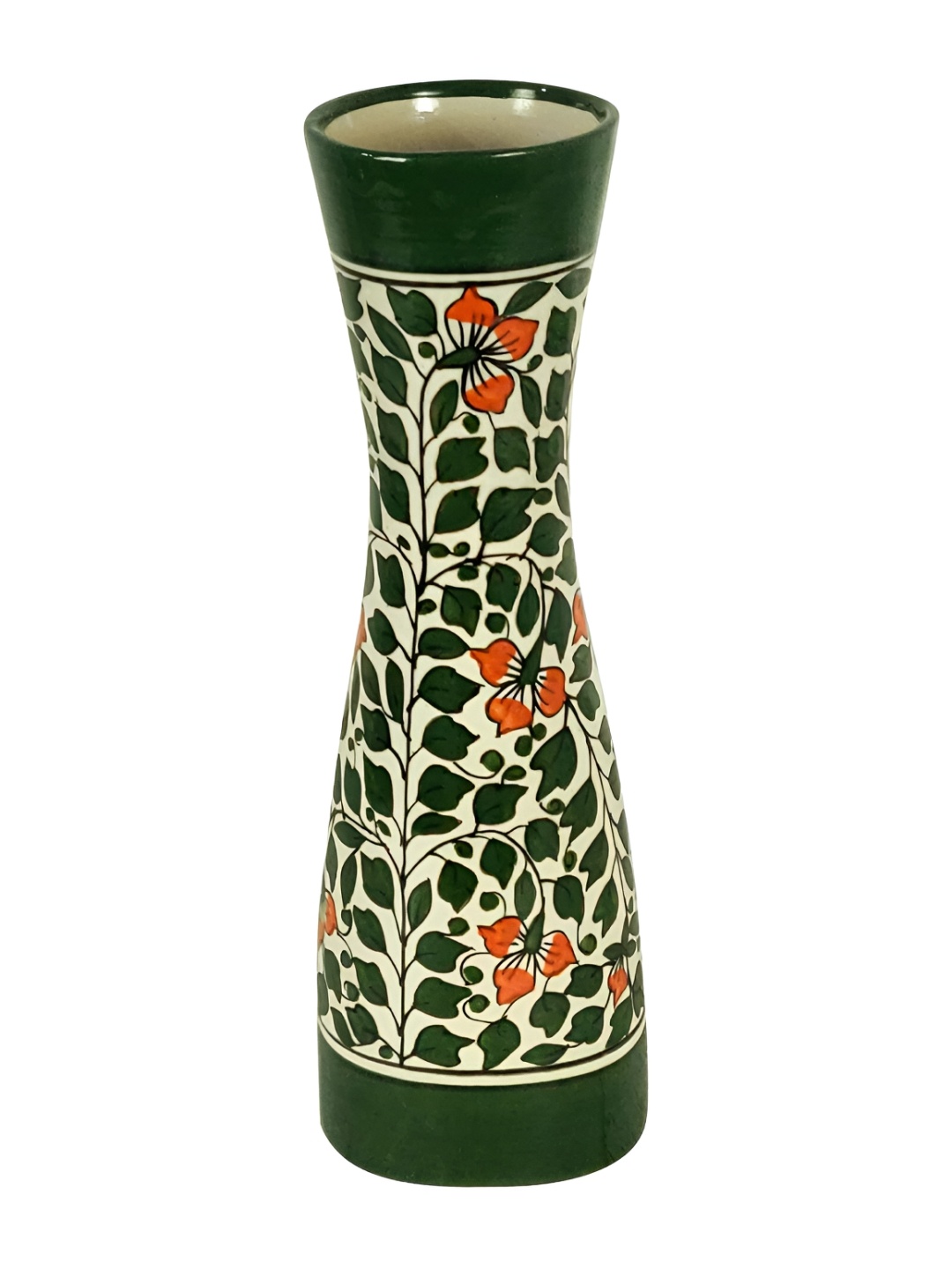 

LASAKI Arin Green & White Printed Ceramic Flower Vases