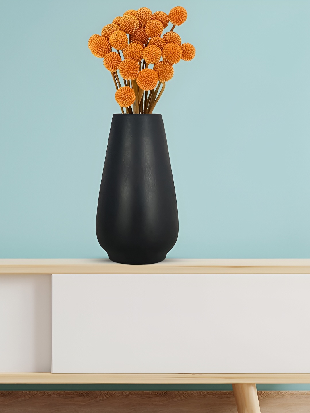 

LASAKI Flavia Black Ceramic Flower Vase