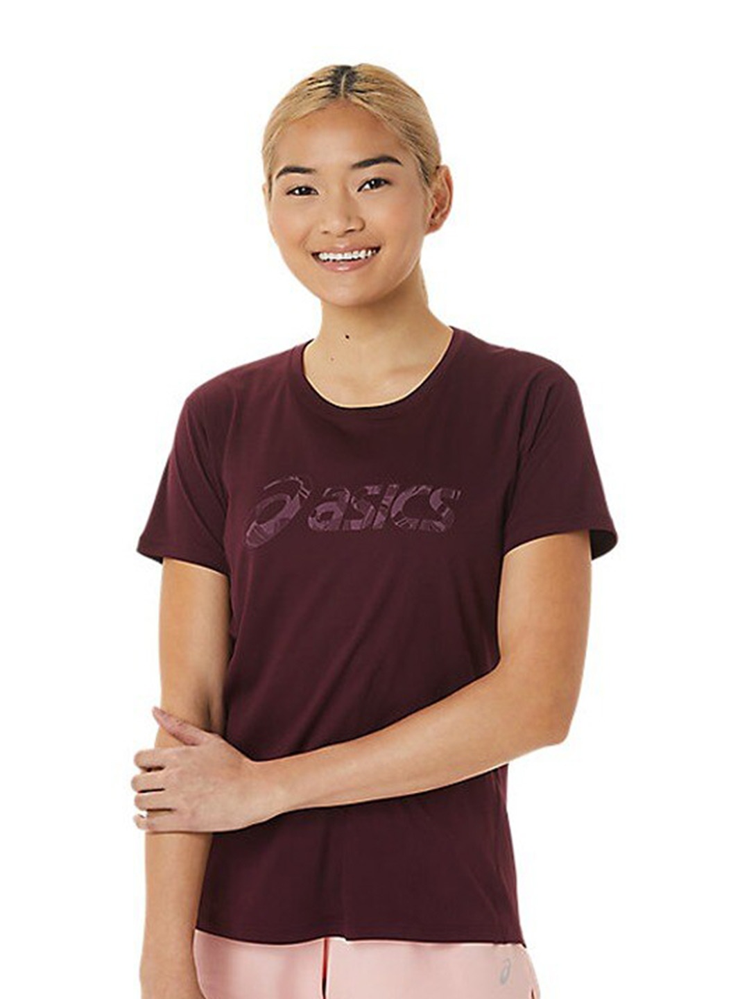 

ASICS RUNKOYO Brand Logo Printed T-Shirt, Maroon