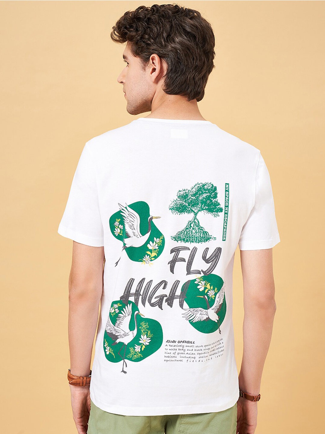 

Urban Ranger by pantaloons Graphic Printed Pure Cotton Slim Fit T-shirt, White