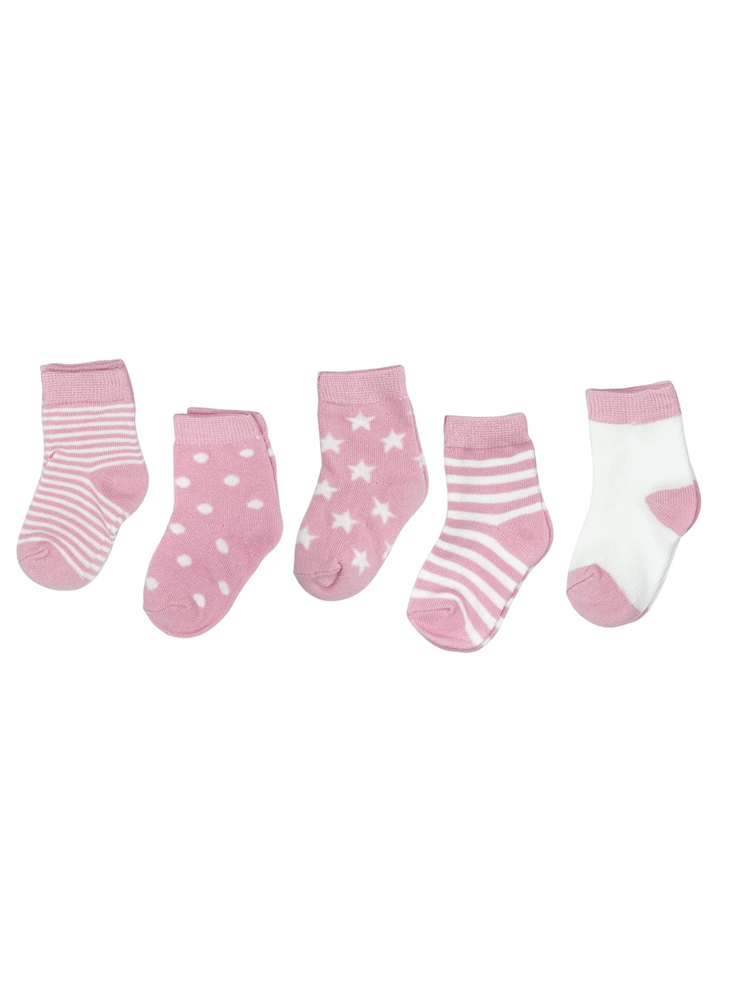 

SYGA Kids Pack Of 5 Patterned Cotton Ankle-Length Socks, Pink