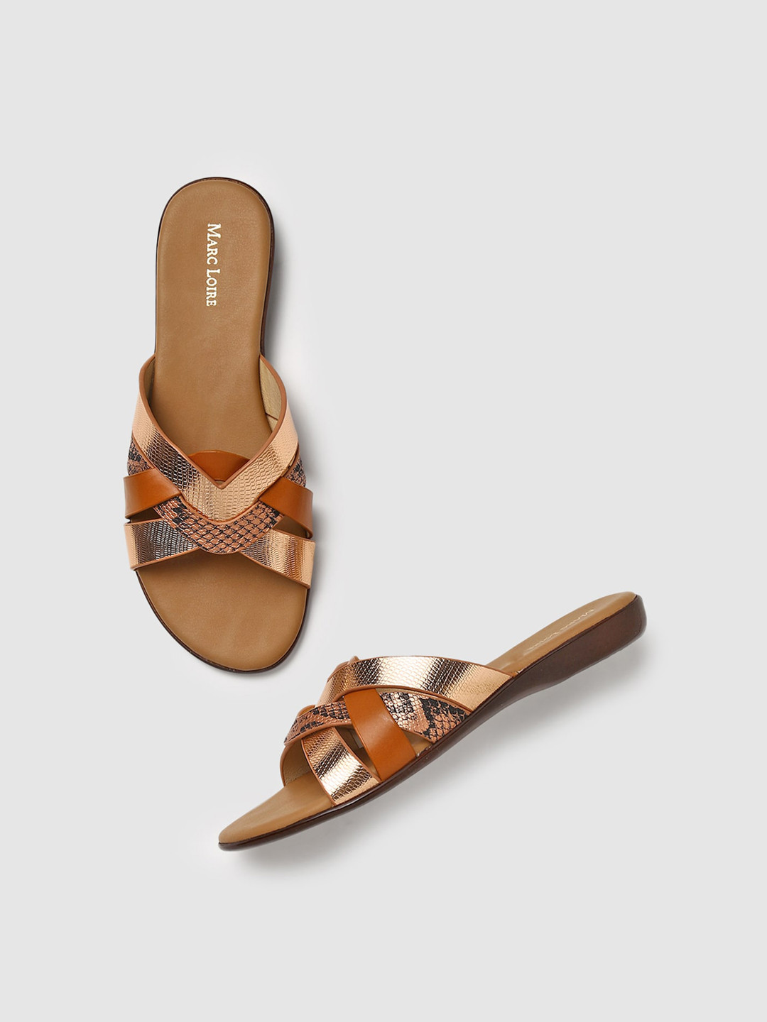 

Marc Loire Textured Open Toe Flats, Rose gold