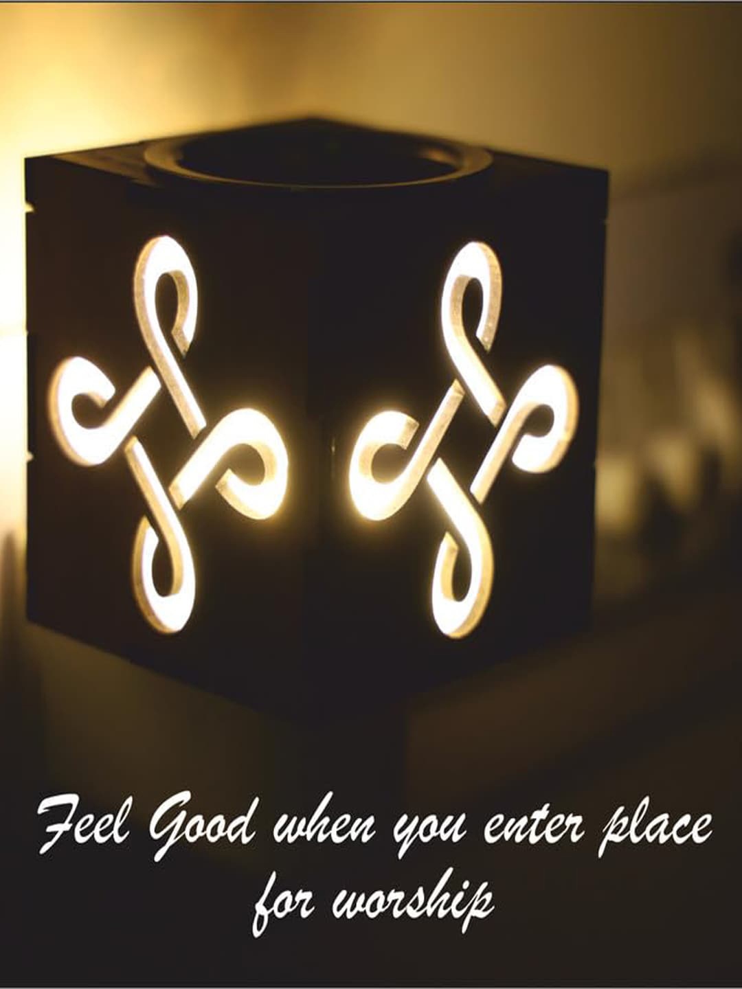 

NMII Brown Wooden Textured Square Table Lamp