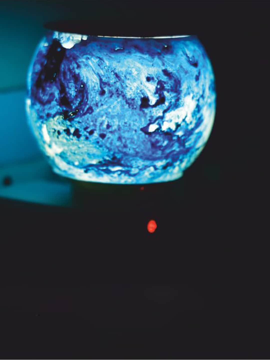 

NMII Blue & Green Glass Spherical Printed Table Lamp