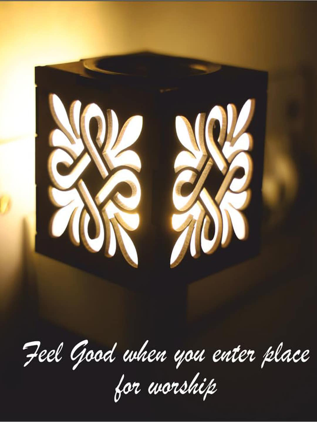 

NMII Brown Wooden Textured Square Table Lamp