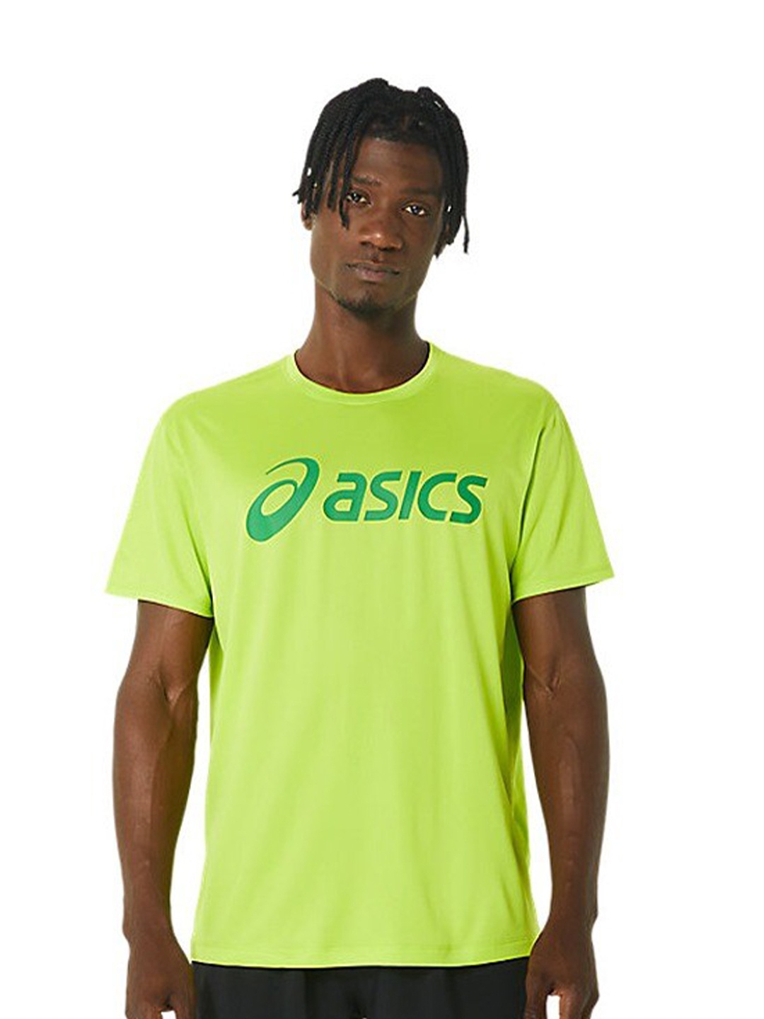 

ASICS Brand Logo Printed Round Neck T-shirt, Lime green