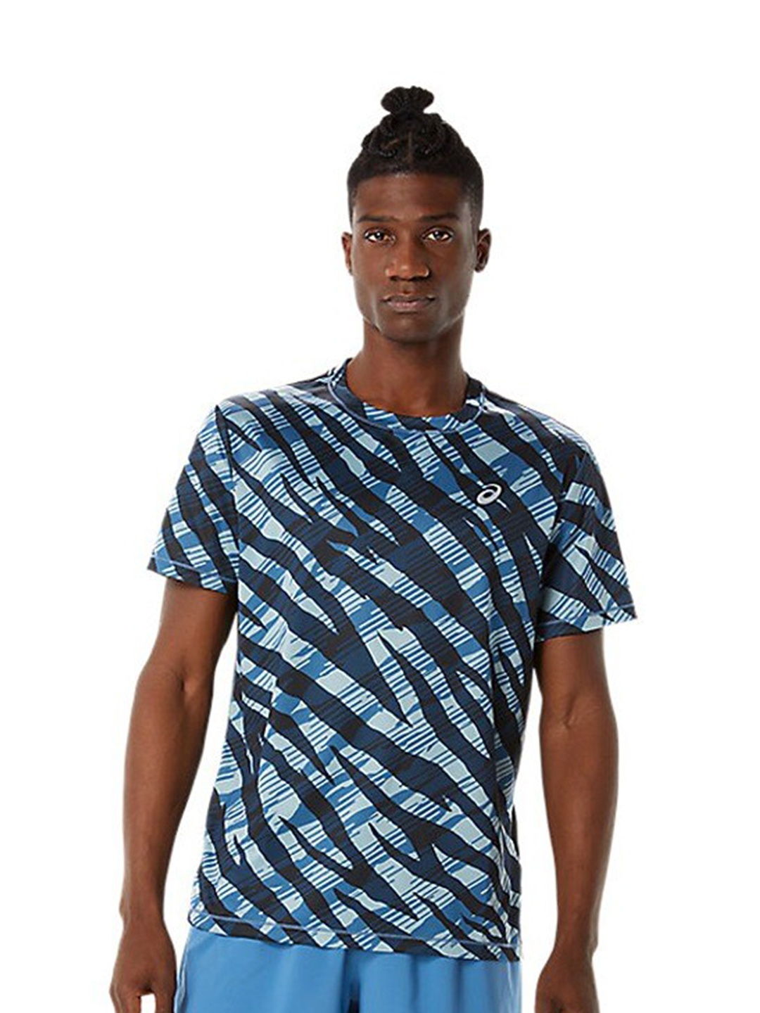 

ASICS WILD CAMO SS Abstract Printed T-Shirt, Blue