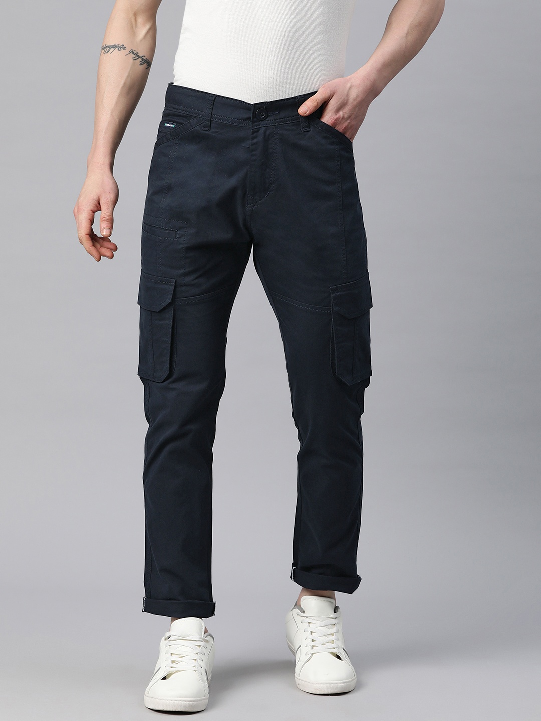

Rodamo Men Slim Fit Cargos Trousers, Navy blue