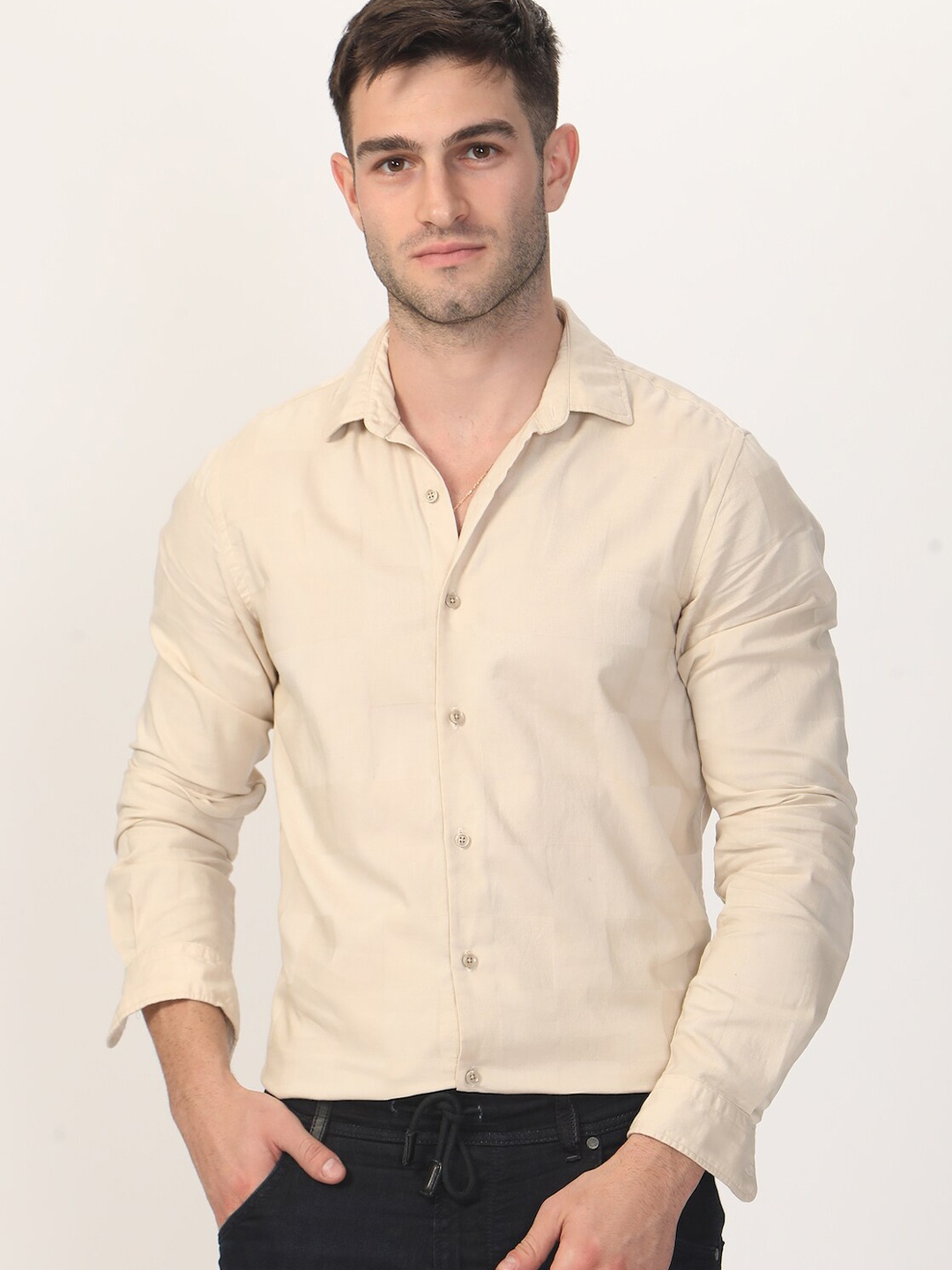 

POE Smart Slim Fit Pure Cotton Casual Shirt, Beige