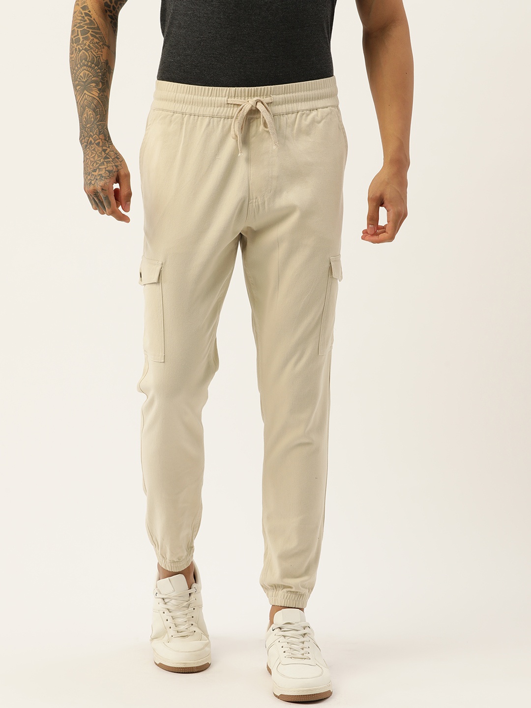 

Rue Collection Men Mid-Rise Joggers, Beige