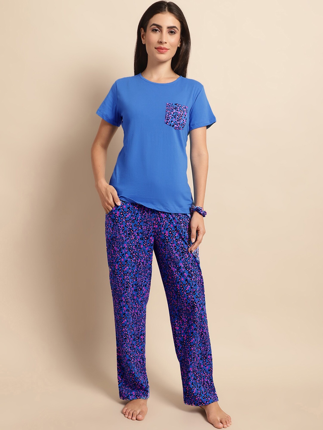 

Dressitude Abstract Printed Pure Cotton Night suit, Blue