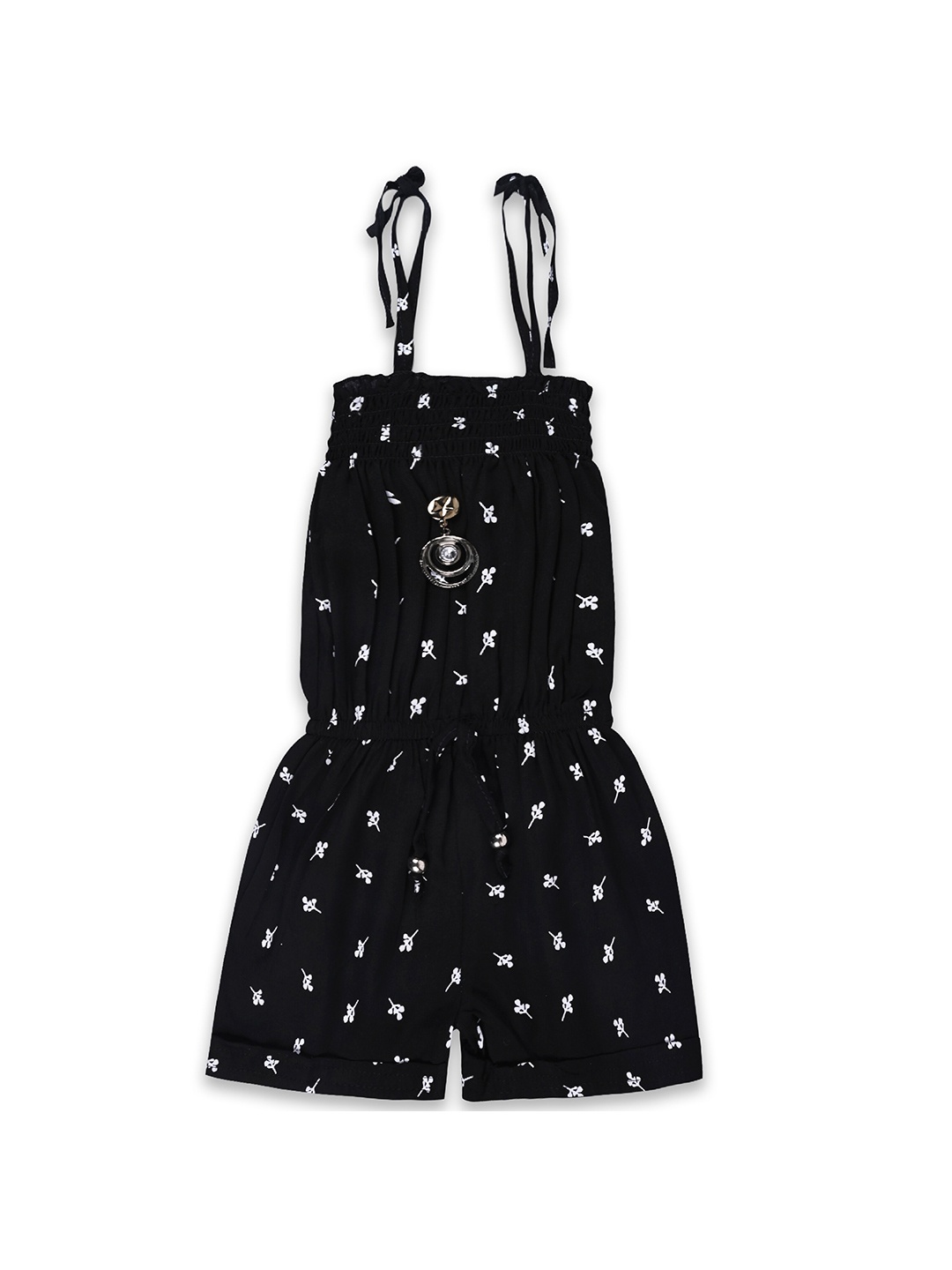 

Wish Karo Girls Printed Shoulder Straps Fit & Flare Dress, Black