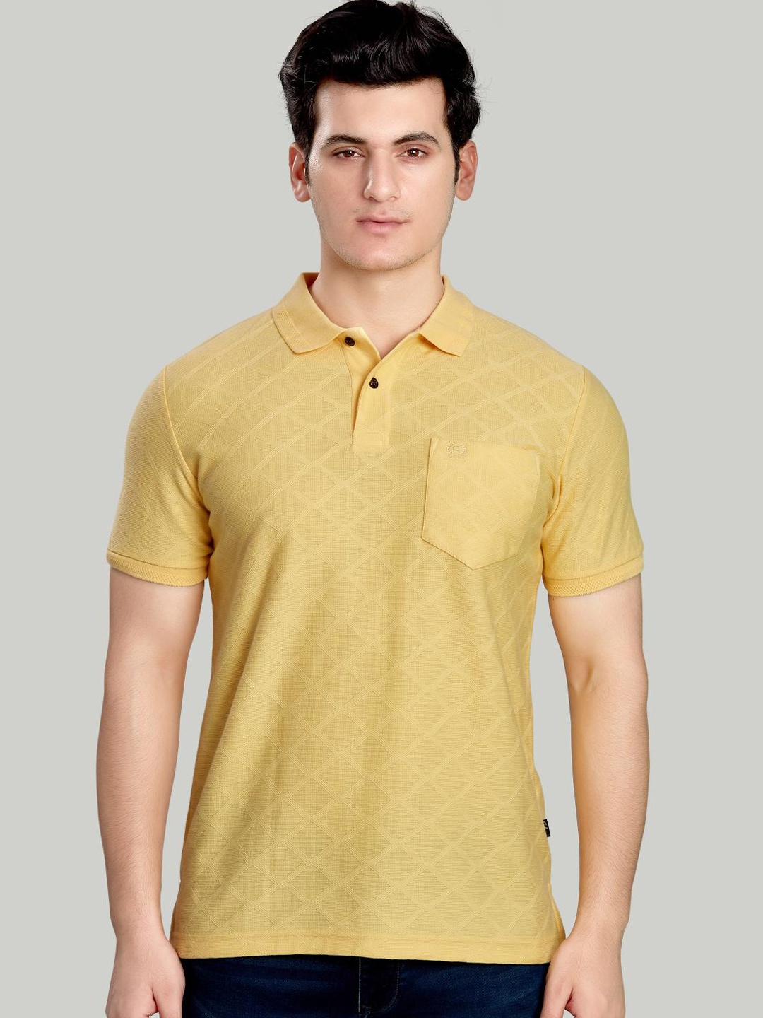 

CELSIUS Self Design Polo Collar Short Sleeves T-shirt, Yellow