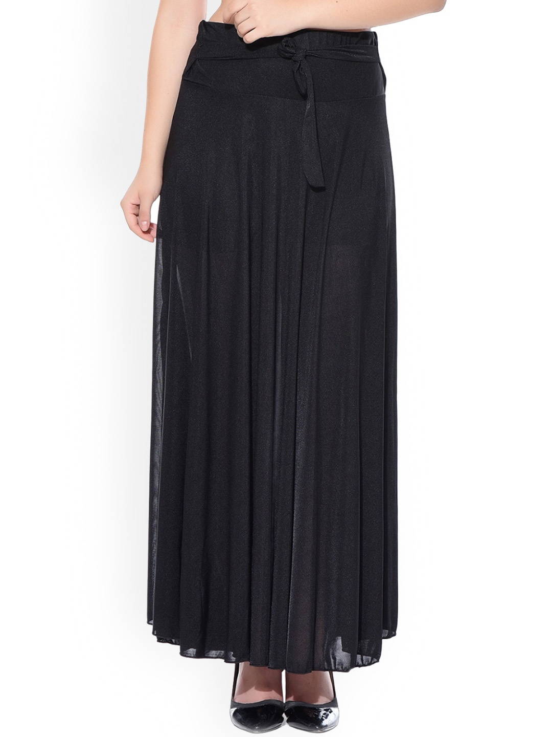 

Texco Full Length Flared Crepe Maxi Skirt, Black