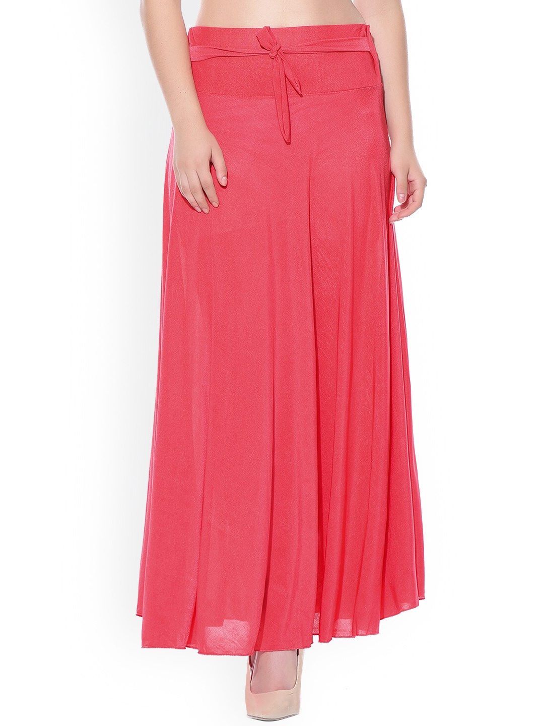 

Texco Full Length Flared Crepe Maxi Skirt, Red