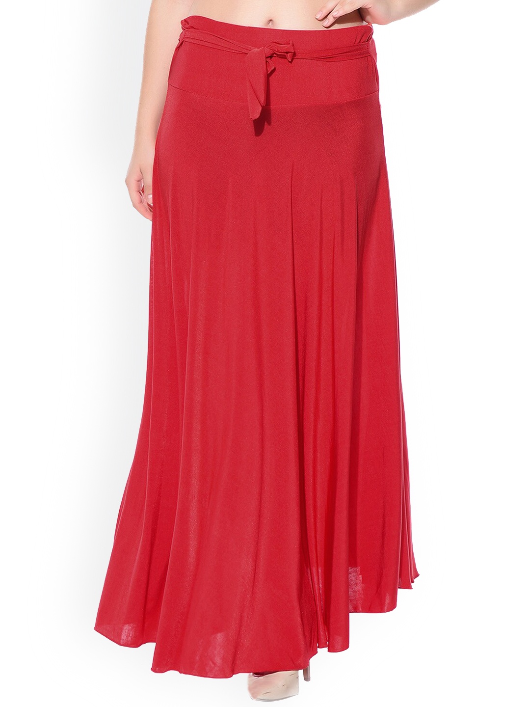 

Texco Full Length Flared Crepe Maxi Skirt, Red