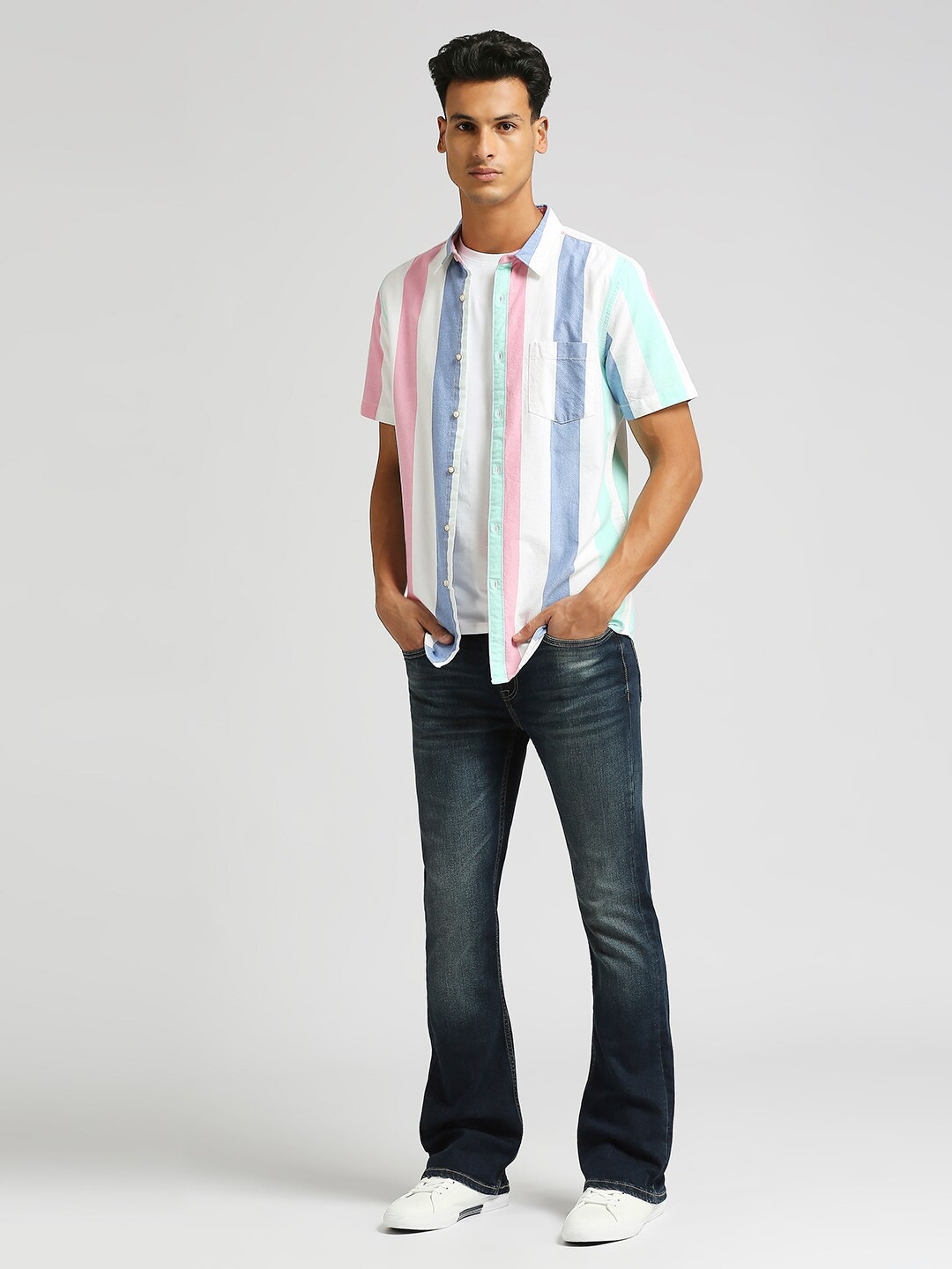 

Pepe Jeans Vertical Striped Pure Cotton Casual Shirt, White