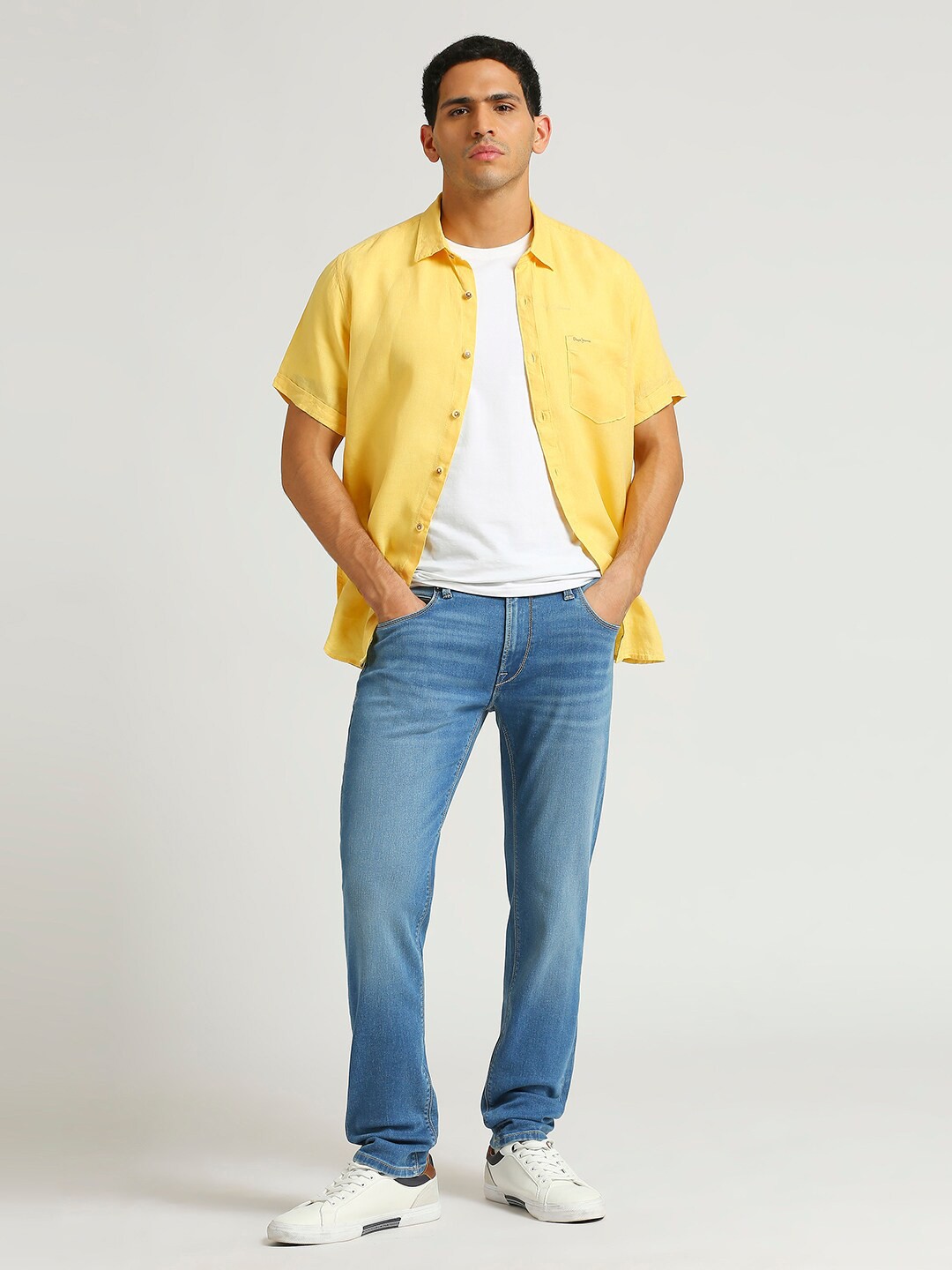 

Pepe Jeans Spread Collar Pure Linen Casual Shirt, Yellow