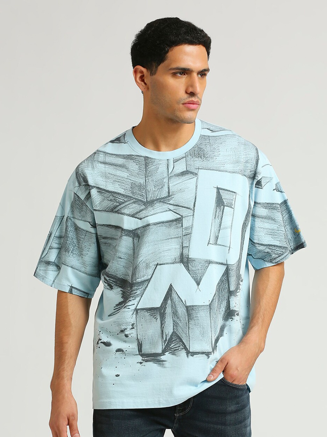 

Pepe Jeans Printed Oversized Pure Cotton T-shirt, Blue