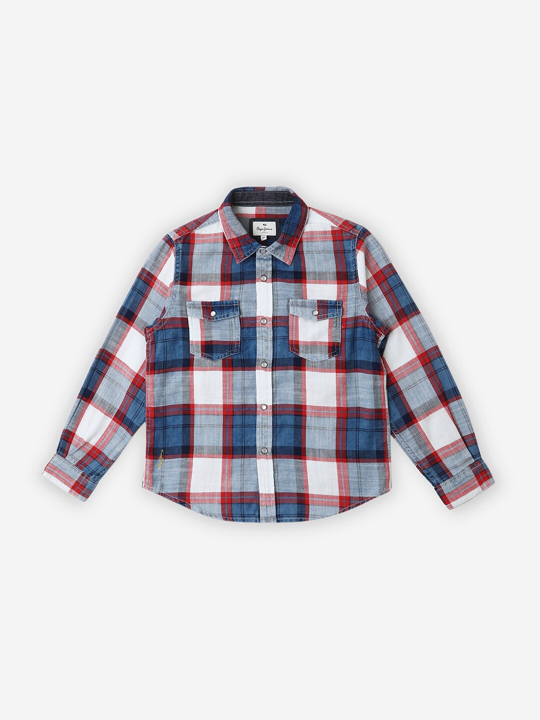 

Pepe Jeans Boys Tartan Checked Pure Cotton Casual Shirt, Blue