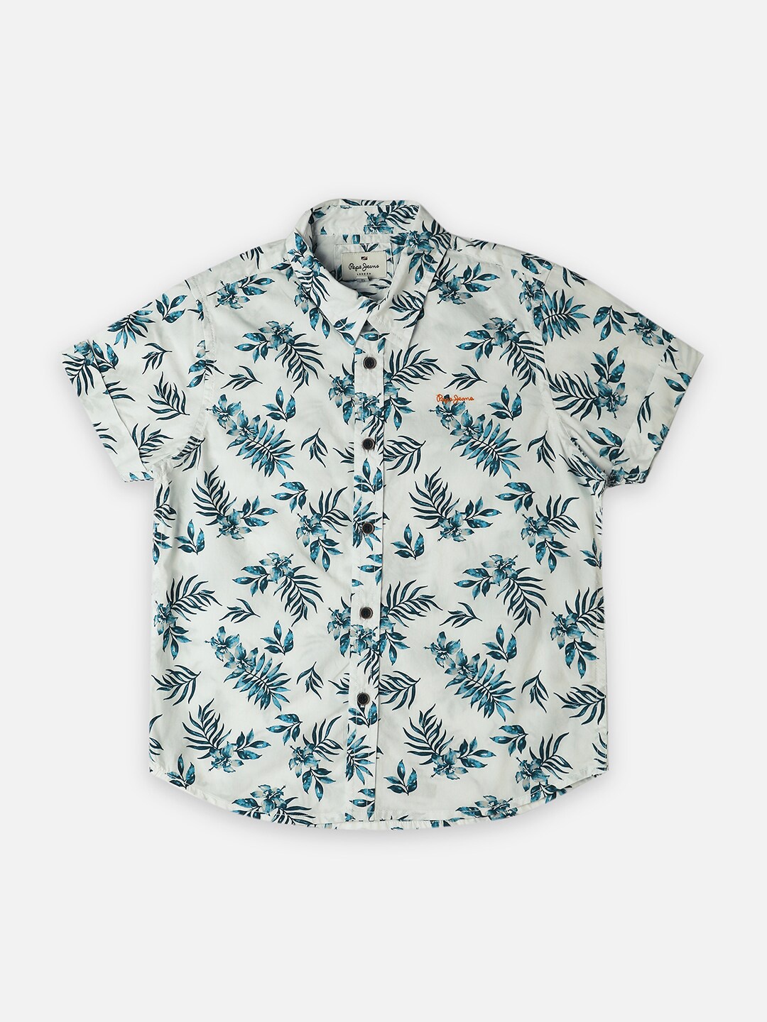 

Pepe Jeans Boys Floral Printed Pure Cotton Casual Shirt, White