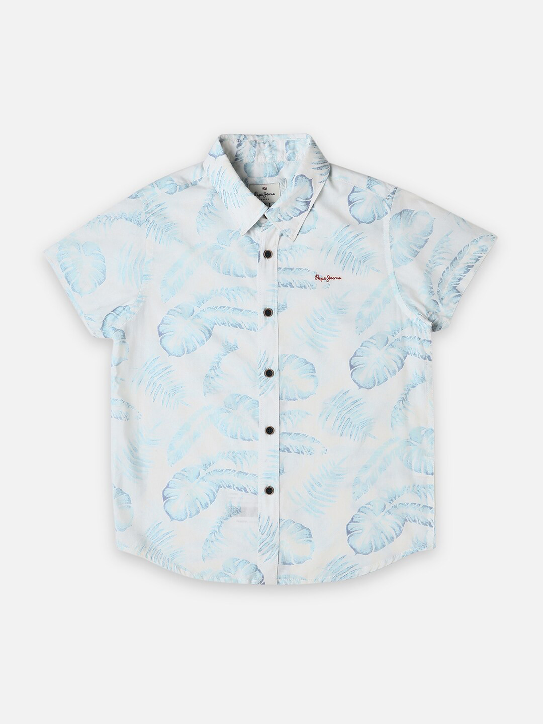 

Pepe Jeans Boys Floral Printed Cotton Modal Casual Shirt, Blue
