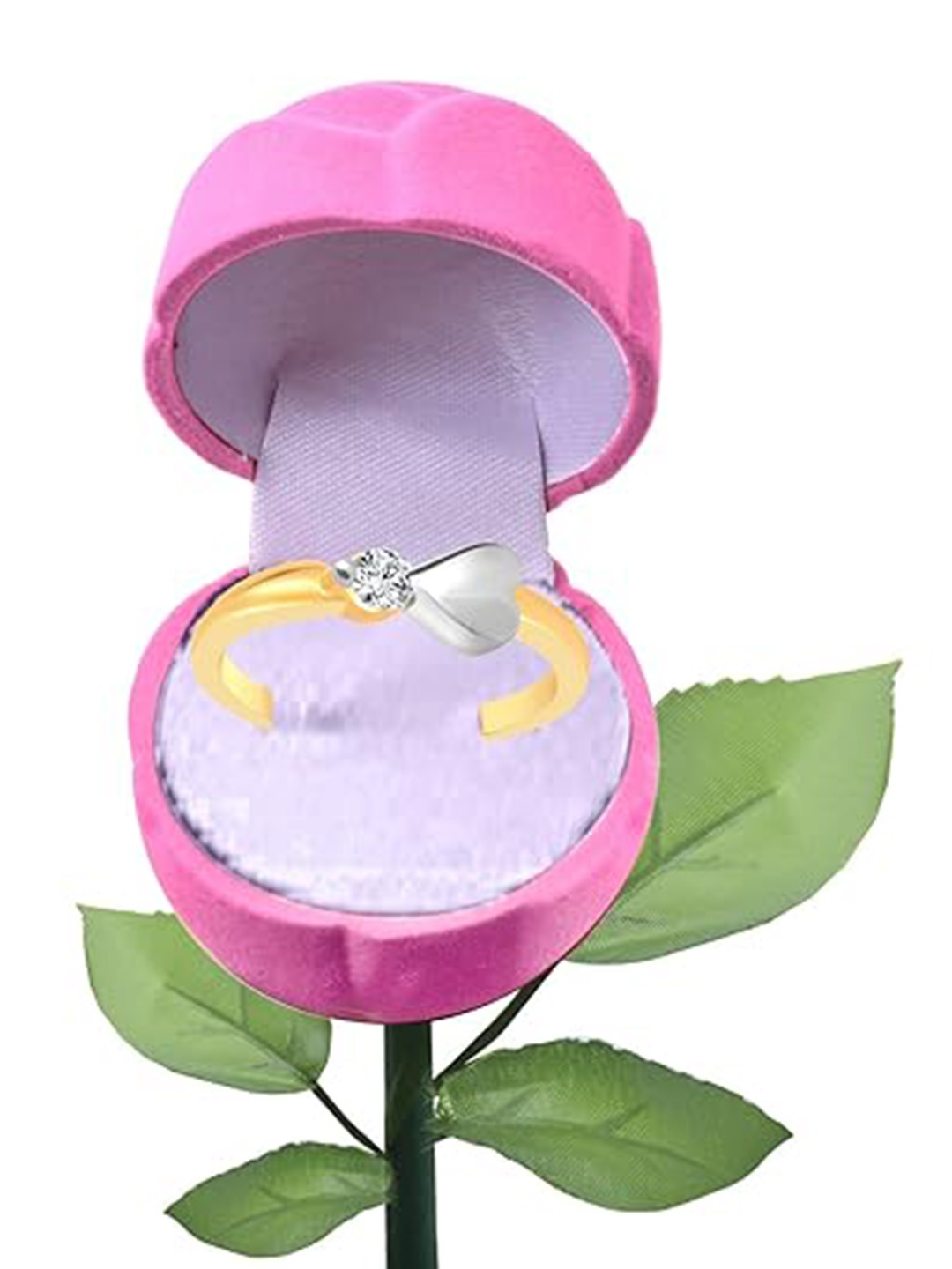 

Vighnaharta Gold-Plated CZ-Studded Finger Ring With Rose Box
