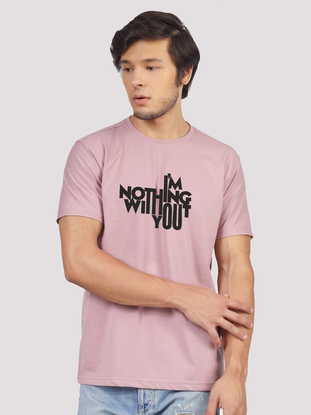 Greylongg Typography Printed T-shirt, Purple