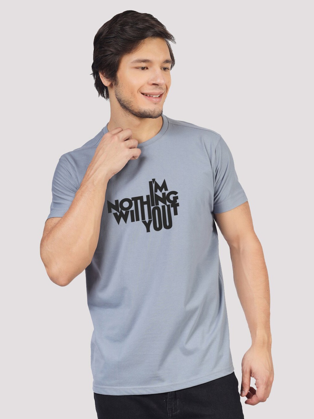 

Greylongg Typography Printed T-shirt, Grey