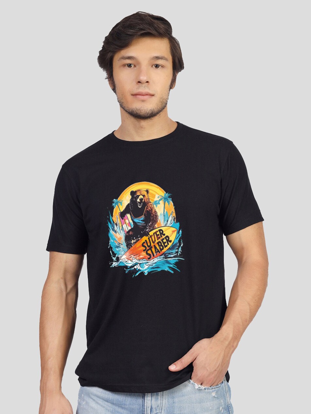 

Greylongg Graphic Printed T-shirt, Black